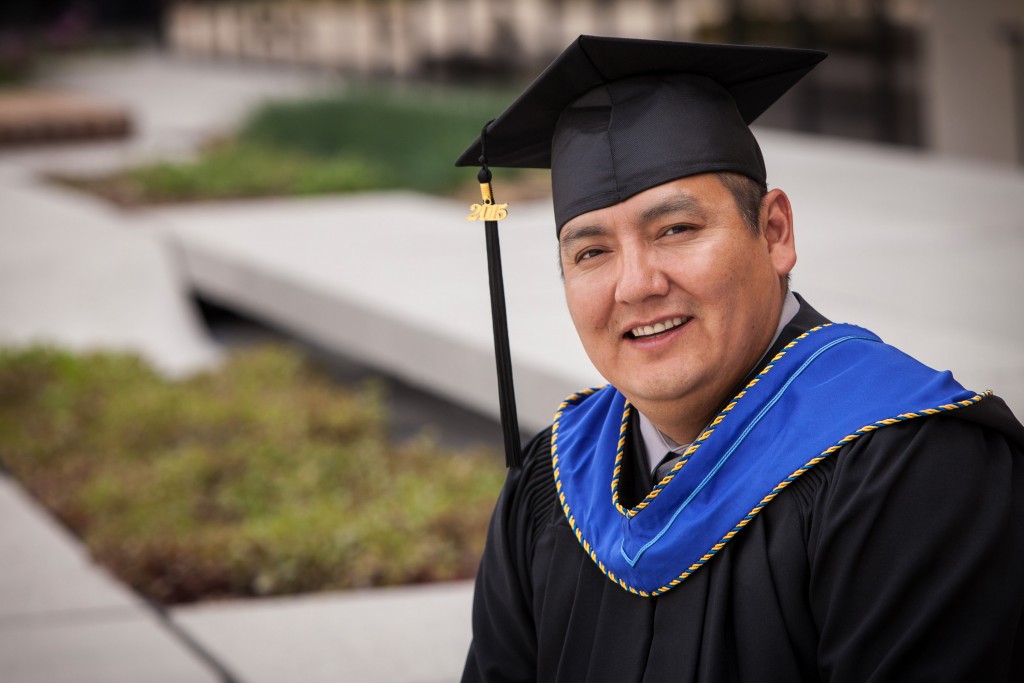 “When you’re confident and doing what you love, you shine. I’m shining when I’m teaching aboriginal studies to my students. They inspire me to be my best.” Eddie Wolf Child (BA ’14, BEd ’15)