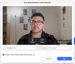 Zoom start hosting meeting screen shot