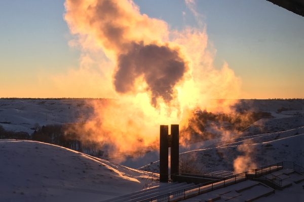 Dr. Amy Shaw, History, captured this gorgeous glowing morning shot of the steam clouding the sunrise!
