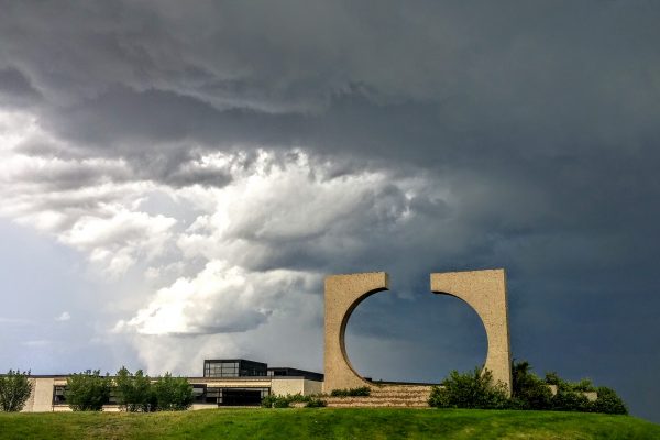 An ominous skyline over campus as captured by Catherine Drenth in Physics and Astronomy.
