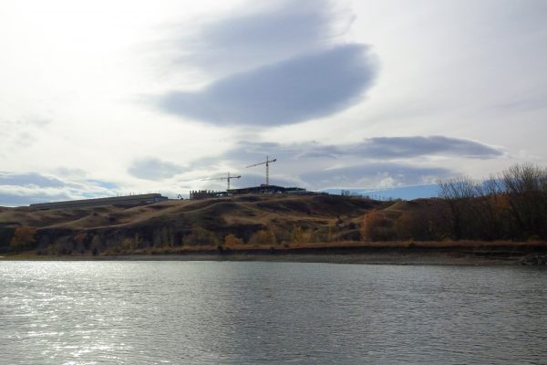 Celeste Barnes (PhD Student) captured the Science and Academic Building construction site from across the Oldman River.